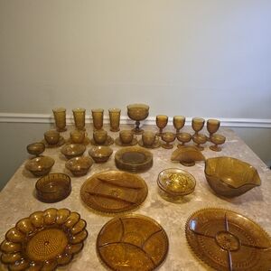 Indiana Glass Amber Dinnerware Set